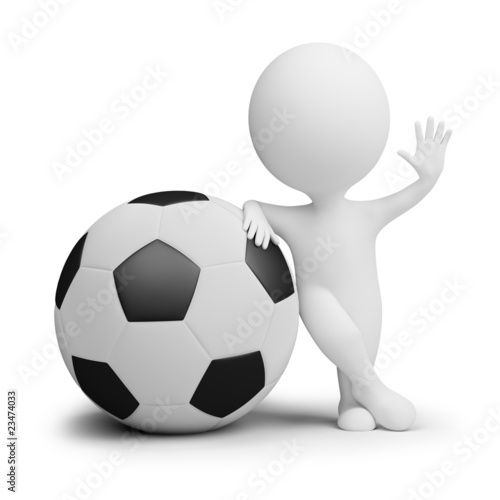 3d small people - soccer player with the big ball
