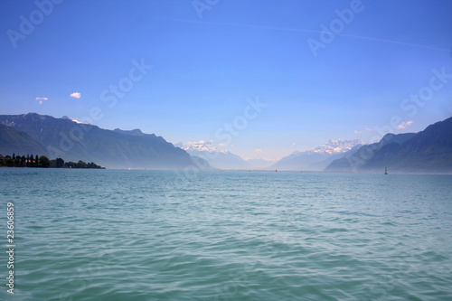 Mountain and Geneva lake, Switzerland