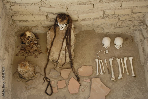 Peruvian mummies from Chauchilla, near Nazca, Peru