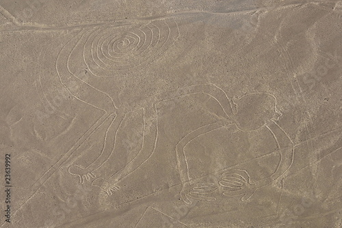 Monkey figure, Nazca lines in Peruvian desert
