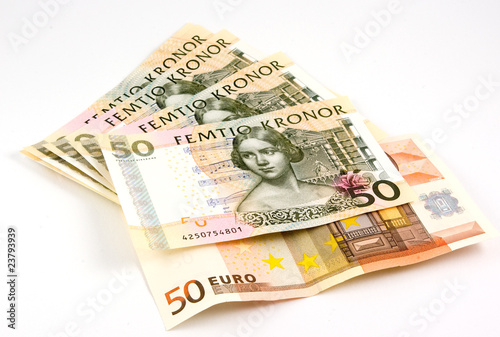 swedish kronor and euro bank notes