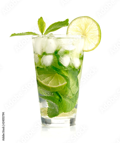 Mojito cocktail on white background