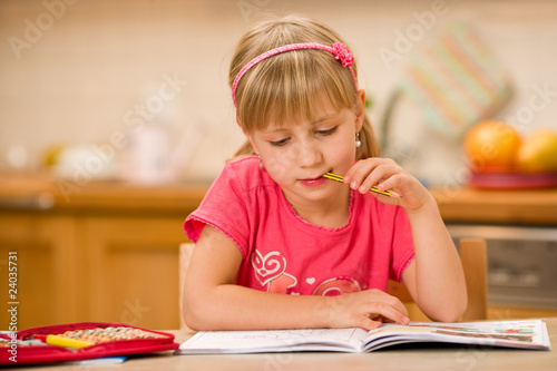 girl doing homework