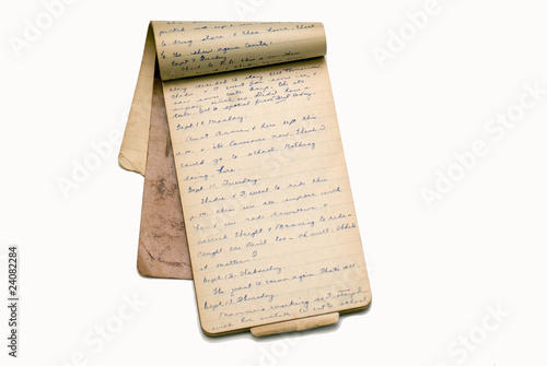 An old notepad used as a diary for a girl in college. 1928