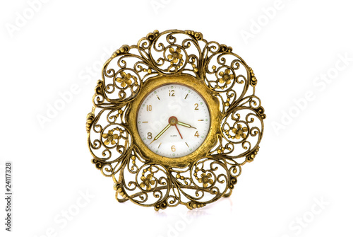 Vintage fifties 1950s ornate fancy gold alarm clock