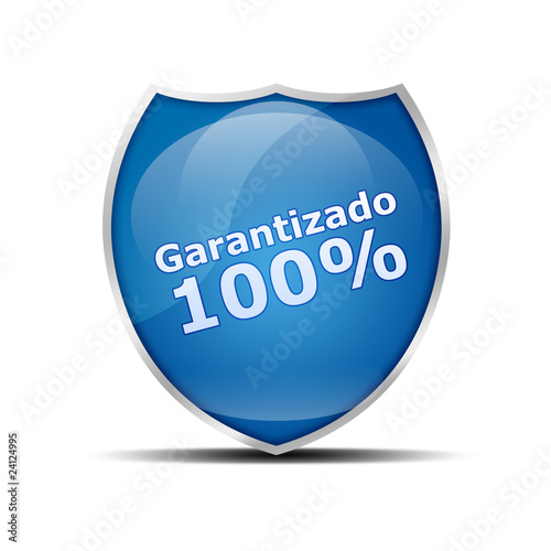 Escudo brillante texto "GARANTIZADO 100%"