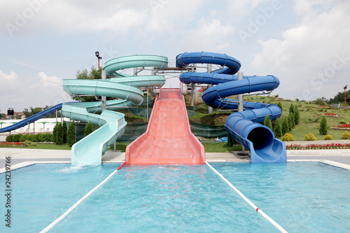 Aqua park, toboggans and swimming pool