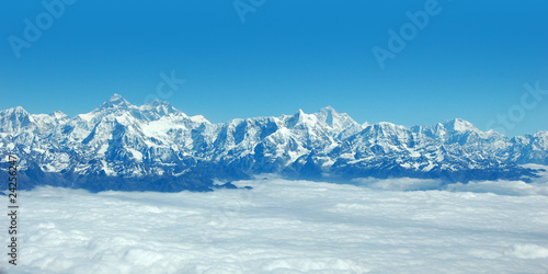 Panoramic view of Himalayas and Mount Everest