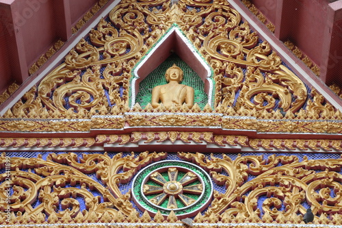 art on gable of temple, Wat Na Churk, Mahasarakam