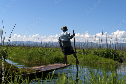 Local fishermen on the Inle lake in Burma, Myanmar.