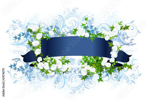Blumenbanner in Blau