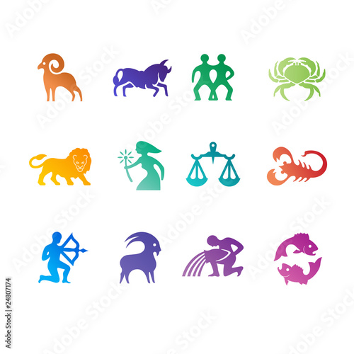 Colorful zodiac signs