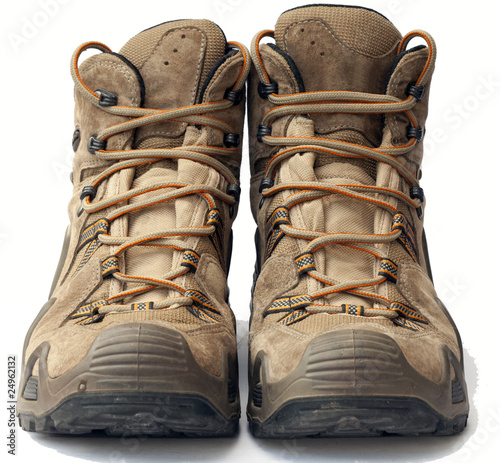 hiking shoes in detail on a white background