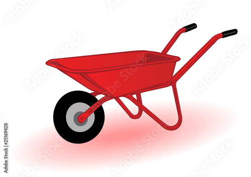 Vector illustration a red wheelbarrow