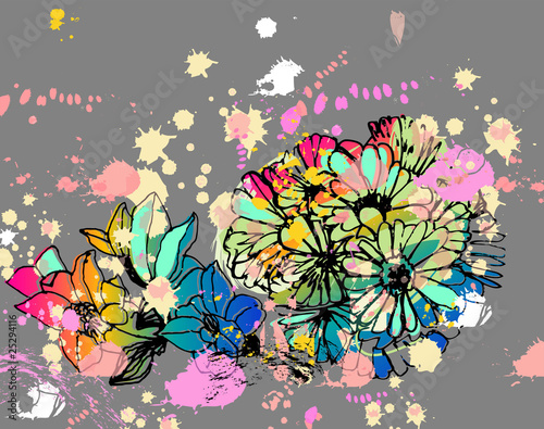Rainbow floral splatter