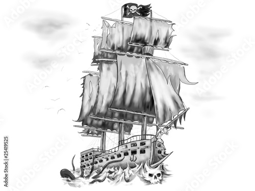 Tattoo Artwork Piratenschiff Geisterschiff