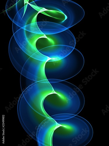 Laser en spirale vert et bleu