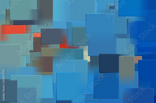 Blue rectangular shapes digital abstract illustration.