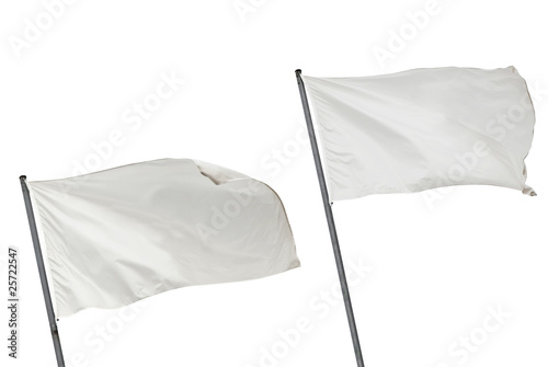 White flags isolated horizontal