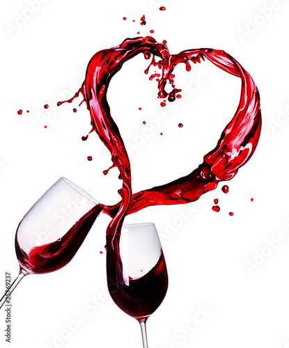Two Glasses of Red Wine Abstract Heart Splash