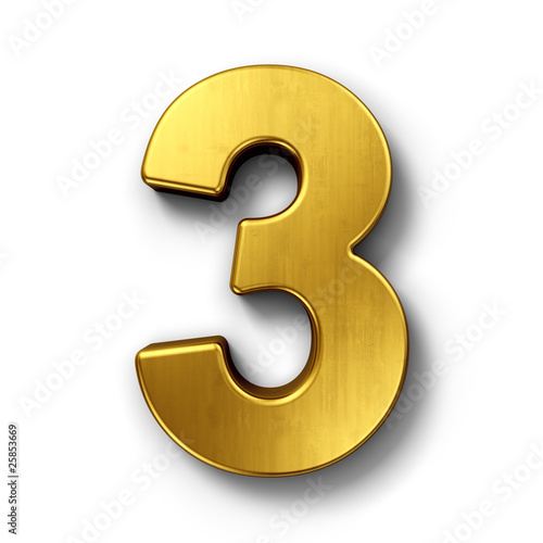 The number 3 in gold