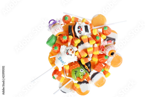 top view assorted halloween candy