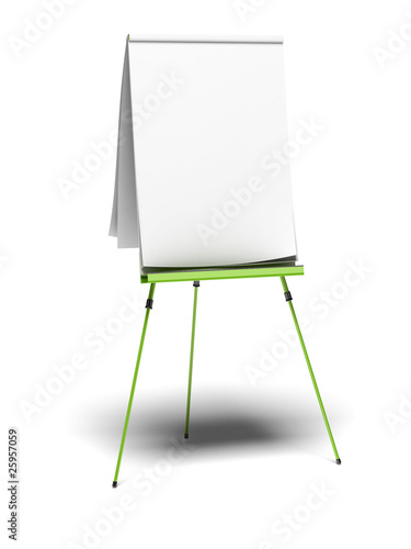 empty training flipchart over a white background - coaching