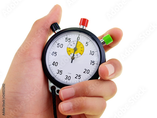 hand holding a stopwatch