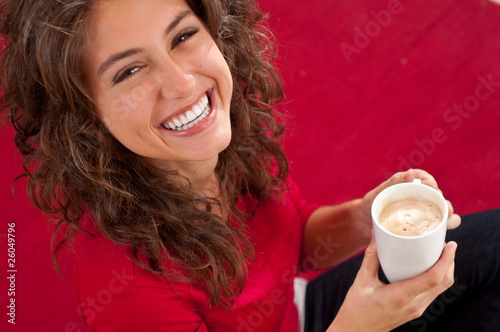 simpatic girl drinking coffee