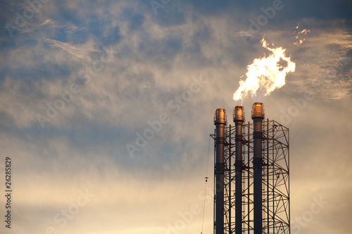 Flare stack on nice sky evening