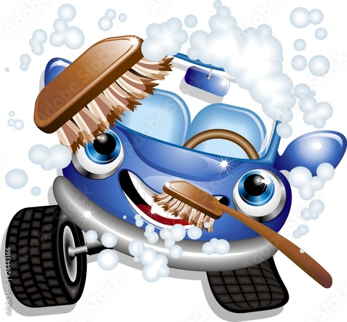 Auto Lavaggio Cartoon-Car Wash-Vector