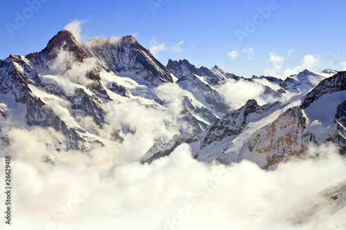 Mist at Jungfraujoch, part of Swiss Alpine Alps at Switzerland.
