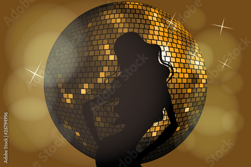 Disco queen - disco ball and dancing woman silhouette
