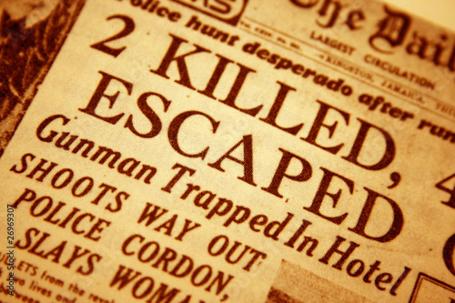 Closeup of a daily newspaper headline