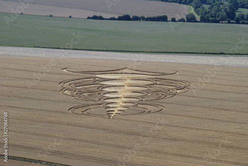 Crop circle in corn field. Wiltshire. England