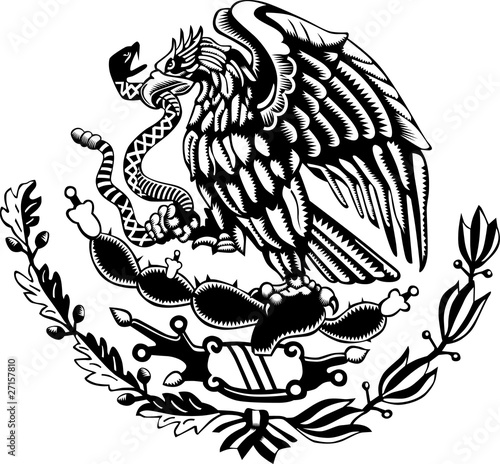 Carved style mexican coat of arms