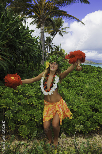 hawaiian hula danced by a teenage girl in hawaii