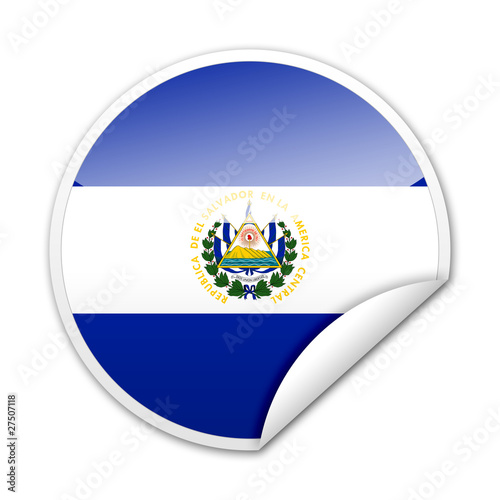 Pegatina bandera El Salvador con reborde