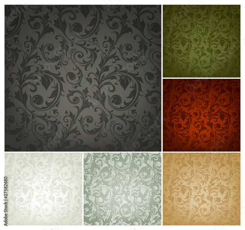 Seamless Wallpaper Pattern, set of six colors