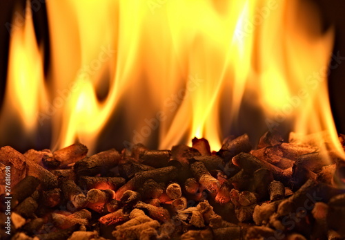 Pellet di legno e fuoco