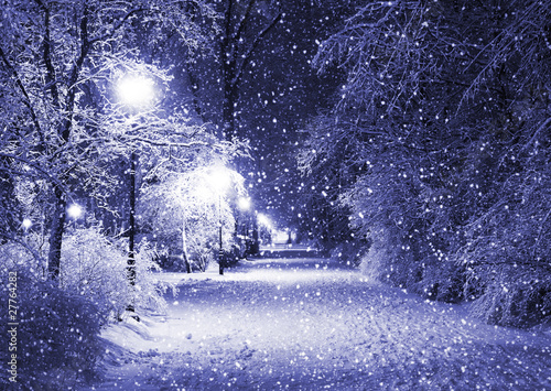 Winter alley at night
