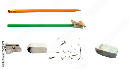 ołówek, gumka i temperówka