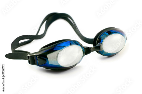 swimming googles isolated over white close up