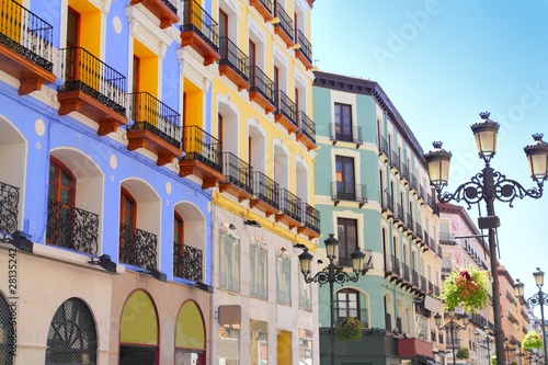 Zaragoza city Spain Alfonso I street coloful building