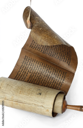 Ancient antique scroll on white background, Israel