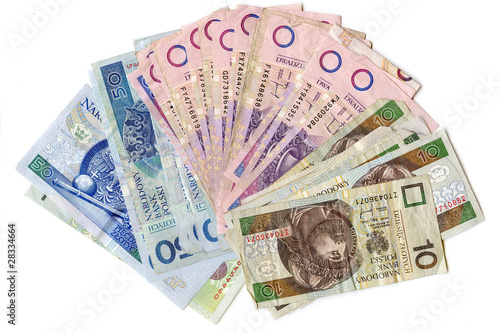 Używane banknoty Wachlarz zniszczonych banknotów polskich