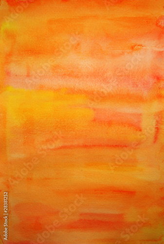 Orange watercolor hand painted art background for scrapbooking