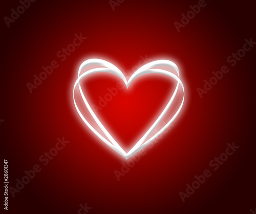 Shone heart on a red background.