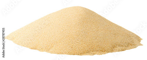 isolated sand. Pile of fine light yellow sand isolated on white background