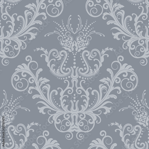Luxury silver floral vintage wallpaper